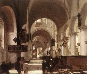 WITTE, Emanuel de Interior of a Protastant Gothic Church oil on canvas